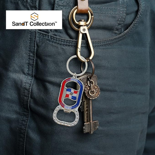 Dominican Republic Beer Bottle Opener Keychain - Oval Shape