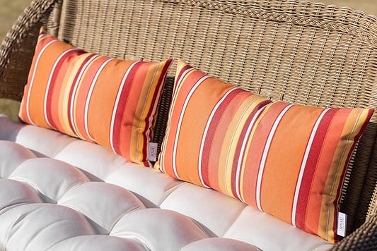 RSH DECOR: Sunbrella Pillow Covers Set of 4 | Covers Only - 20" x 12" | Outdoor Lumbar Pillow Covers Crafted with Sunbrella Performance Fabric | Dolce Mango