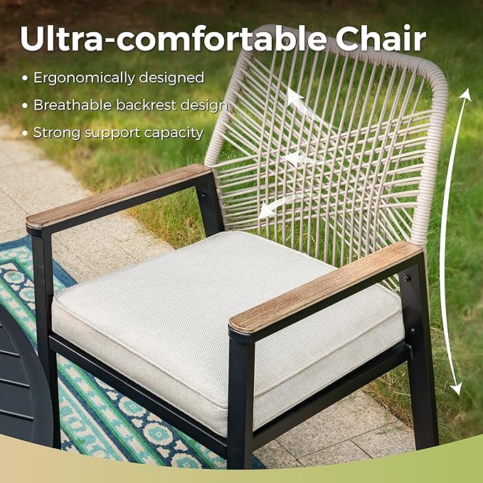 9 Pieces Outdoor Dining Set for 8, Patio Dining Set Wicker Rattan Chairs with Soft Cushion and Square Table with Umbrella Hole, Wicker Patio Table and Chairs for Backyard Porch