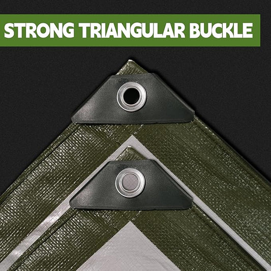 Green/Silver Heavy Duty Waterproof Tarp 20x20FT, 12mil Thick,Multifunctional tarp Whit Tear&Fade Resistant,UV Resistant,with Grommets and Reinforced Edges.