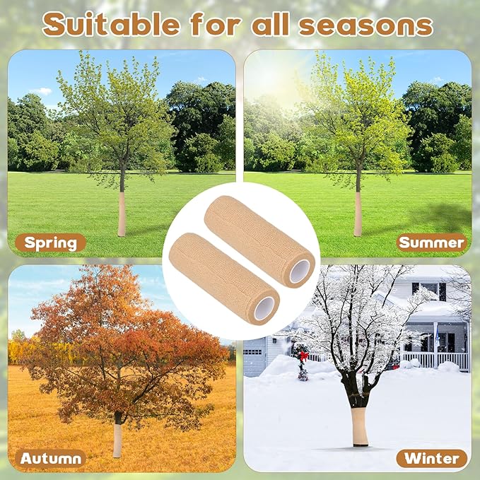 2 Rolls Burlap Tree Wrap - 6" X 157" Gardening Burlap Roll Winter Outdoor Trunks and Shrubs Protection Wraps Protection Tree Covers for Freeze, Frost & Wind Protection