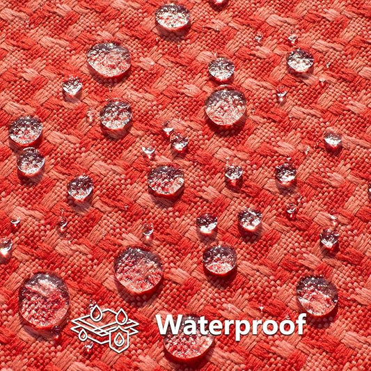 Kevin Textile Outdoor Waterproof Throw Pillow Covers Pack of 2 Weaving Texture Water Resistant Outside Decorative Cushion Covers for Garden Patio Tent Balcony Bench Couch Sofa 18x18 Inch, Red