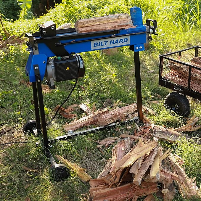 BILT HARD 6.5 Ton Electric Log Splitter with Stand - 15 Amp Motor Wood Splitter with Hydraulic Ram, Electric Firewood Splitting Machine Firewood Processing, Home Heating, and Yard Maintenance