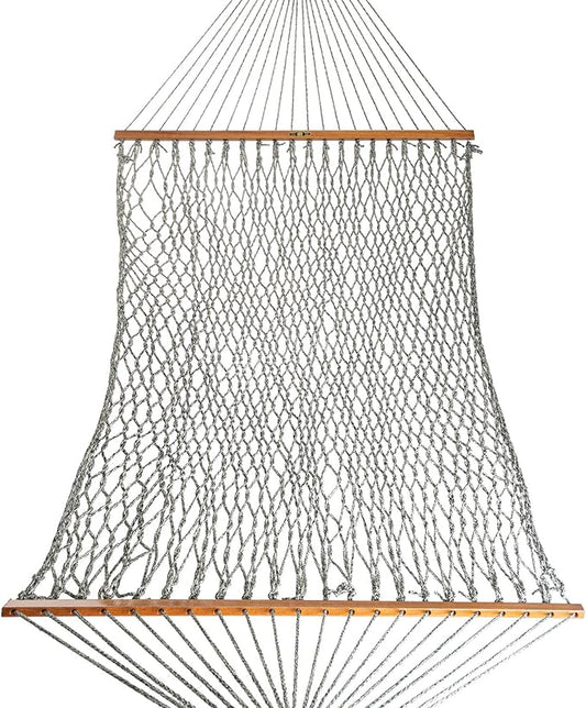 Original Pawleys Island Deluxe Green Oatmeal Heirloom Tweed DuraCord Rope Hammock – 13 ft. x 60 in., 2-Person, 450 lb Capacity, Oak Spreader Bar, Zinc-Plated Hardware, Handcrafted in The USA