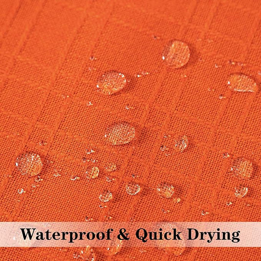 Kevin Textile Fall Outdoor Waterproof Throw Pillow Covers Decorative Farmhouse Water Resistant Checkered Cushion Covers for Tent Patio Garden Couch Sofa Pack of 2 (20x20 Inch Orange)