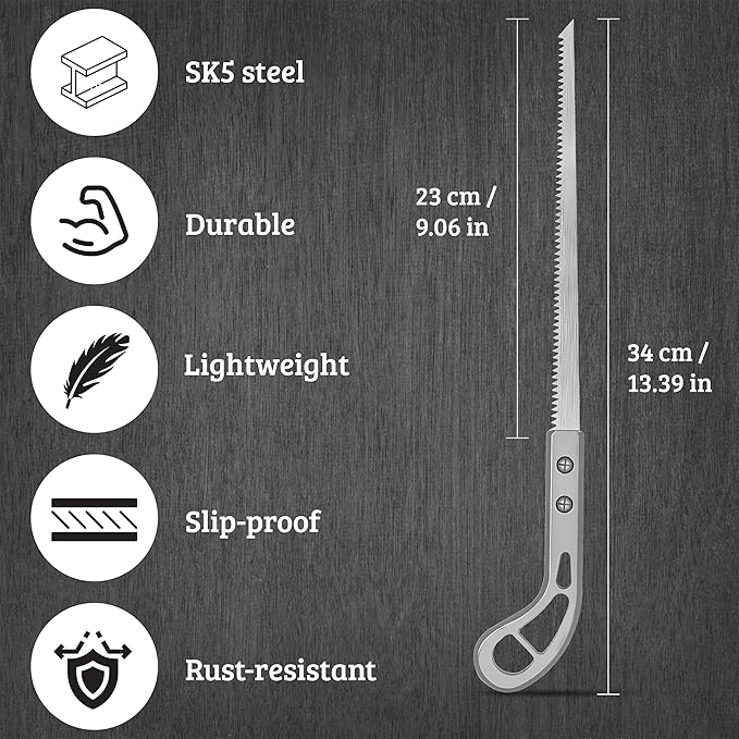 Hand Saw for Trees & Cutting Branches - Pruning Saws with SK5 Steel Blade for Smooth & Precise Cuts - Handsaws for Camping, Gardening, Wood, Hiking, Landscaping & Carpentry - Portable Saw