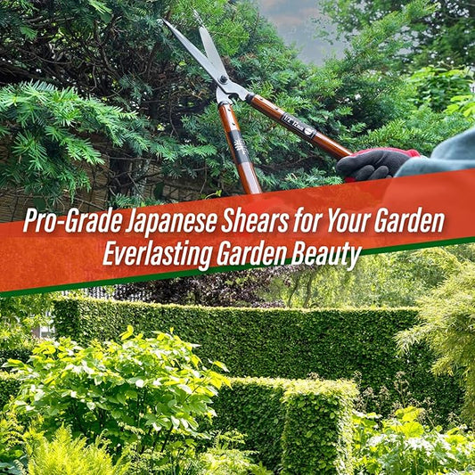 SUIZAN Hedge Shears 22.6" - Professional Japanese Garden Clippers for Precise Trimming Gardening Tools