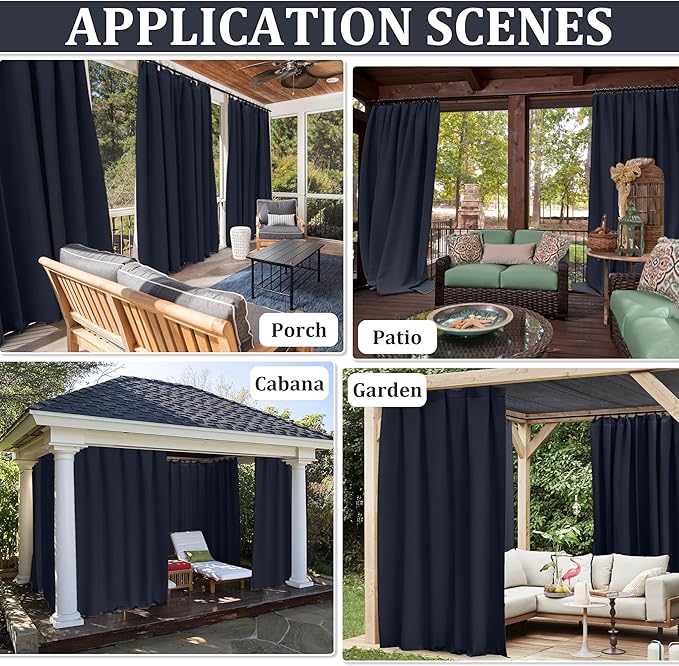 Gazebo Universal Replacement Privacy Curtain,10'×10' Gazebo Outdoor Waterproof Curtains, 4-Panels Sidewall Curtains with Double Zipper for Patio Canopy, Garden and Backyard (Curtain Only)