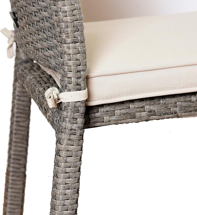 Amazonia Jefferson 9-Piece Patio Extendable Dining Table Set | Light Grey Wicker Chairs with Cushion | Ideal for Outdoors and Indoors
