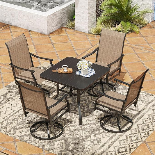 Soohow Outdoor Dining Chairs Set of 4, 360°Swivel Patio Dining Chair with Textilene Fabric, Outdoor Metal Armchair All Weather Resistant, Ergonomic Comfort, Perfect for Patio, Backyard, Balcony