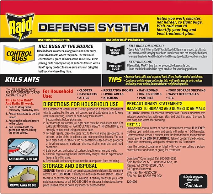 Raid Ant Killer Baits, Child Resistant Bug Killer for Indoor Home Use, 0.24 Oz, 8 Count