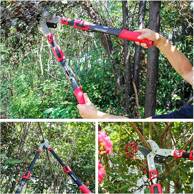 HAUTMEC Anvil Loppers for Tree Trimming Heavy Duty, Extendable 27-37'' Garden Bypass Loppers with Compound Action System, 2" Cutting Capacity, Labor-Saving Tree Trimmer for Yard, Lawn Branch Cutter