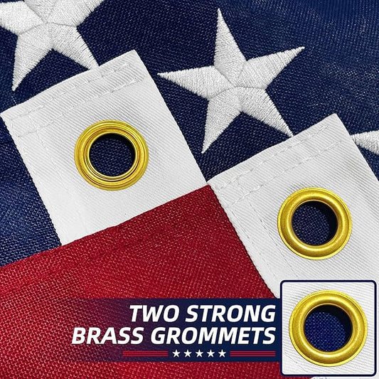 Premium American Flag 8x12 Ft TearProof Series for Outside, Heavy Duty Outdoor,Longest Lasting, Super Tough Fade Resistant Spun Polyester, High Wind US Outdoor Flags Embroidered Stars, Sewn Stripes, Brass Grommets