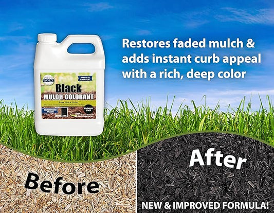 MulchWorx Black Mulch Color Concentrate- Quart - Treats 2,800 Sq. Ft. - Pure Midnight Black Mulch Dye Spray