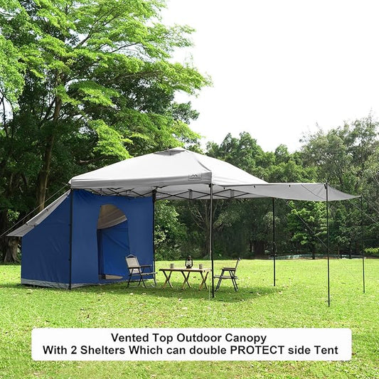 KAMPKEEPER 10x10 Easy Pop Up Canopy Tent with Sidewalls, Instant Outdoor Shade Shelter with Removable 10FT Sun Walls, Quick Setup Waterproof and UV-Resistant for Patio (White, 2 sidewall)