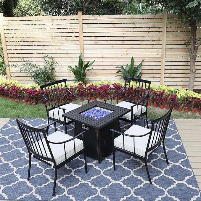 Sophia & William Metal Outdoor Dining Chairs with Seat Cushion, Black Patio Chairs Set of 2, Patio Bistro Conversation Furniture Set for Porch Yard Balcony, Load Capacity: 300lbs