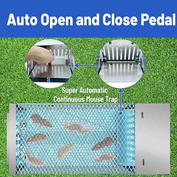 Humane Rat Trap, Automatic Continuous Cycle Mouse Traps, Catch Rat Trap Cage, That Work for Indoor and Outdoor Small Animal - Mouse Voles Hamsters Live Cage Catch and Release