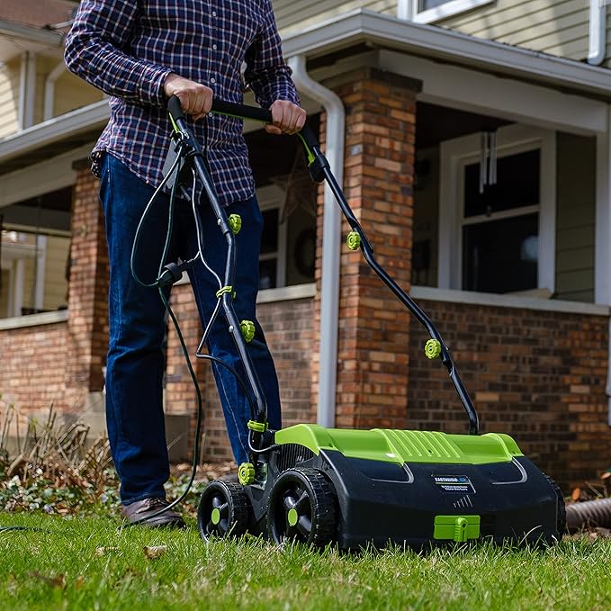 Earthwise DT71613AA 13-Amp 16-Inch Corded Dethatcher with Scarifier Blade and Collection Bag