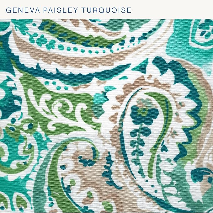Honeycomb Outdoor Lumbar Pillow 2-Pack, 22 x 12, Geneva Paisley Turquoise Throw Pillows for Patio Furniture