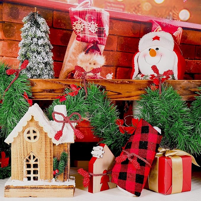Shappy 12 Pieces Christmas Garland Banister Ties Christmas Decorative Reusable and Flexible Twist Ties for Garland, Banister Home Decoration (Red)