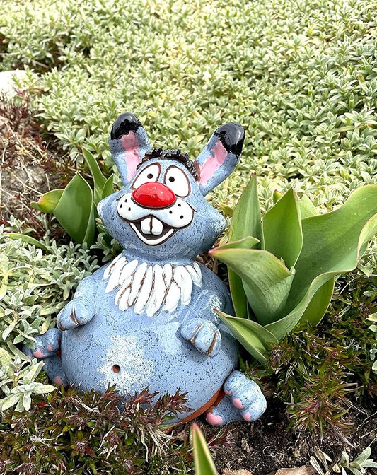 Ceramic Garden Decor - Bunny Lawn stake - Outdoor statue - Perfect, unique gifts for gardeners woman, men, yard gifts - Handmade, Frostproof