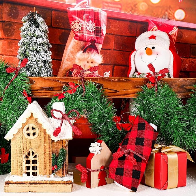 Shappy 6 Pieces Christmas Garland Banister Ties Christmas Decorative Reusable and Flexible Twist Ties for Garland, Banister Home Decoration (Red)