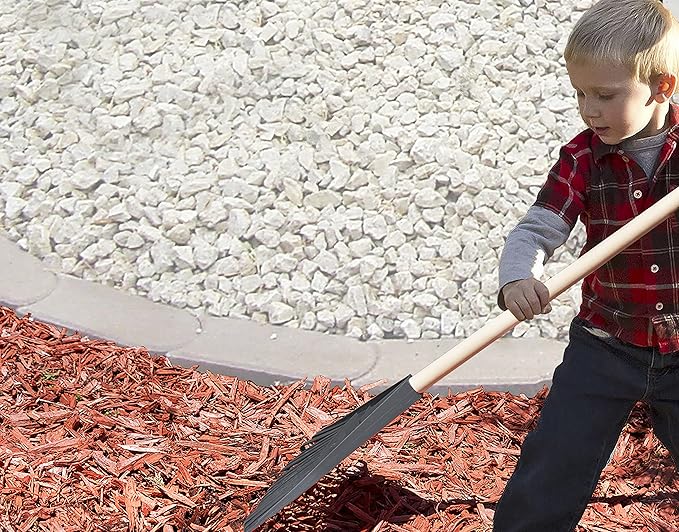 Pack of 3 Kids Rake with Hardwood Handle, Durable Plastic Head to Sweep Leaves in Lawn and Tidying Up The Garden, 34" (Grey)