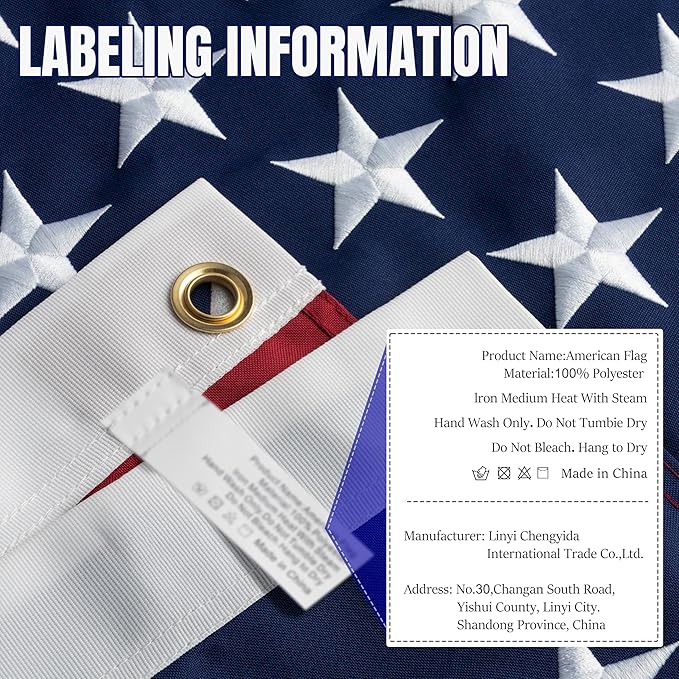 American Flag for Outside 4x6 Ft - TearProof Series Outdoor Use US Flags - Long Lasting, Fade Resistant - Thick Spun Polyester USA Banner - High Wind United States Flag - Embroidered Stars, Sewn Stripes, Brass Grommets