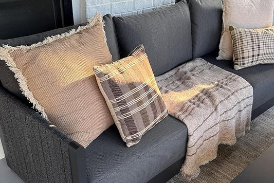 PURPLE LEAF 4-Piece Small Conversation Set Patio Conversation Sets All Weather Outdoor Couch Sectional Set with Cushion for Garden Poolside Backyard Gray