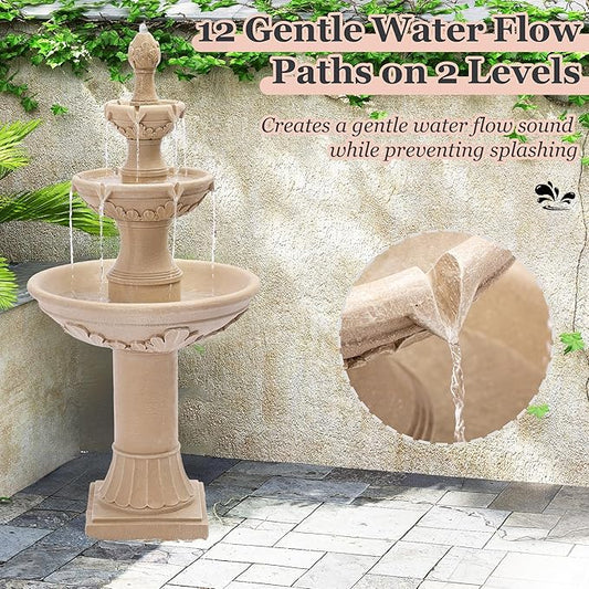 MAGIC UNION Outdoor Garden Water Fountains, 48.4''H Italian Style Fountains and Waterfalls Outside, 3-Tier Large Bubbler Cascading Indoor Floor Water Fountain Features with Pump for Home Yard Decor