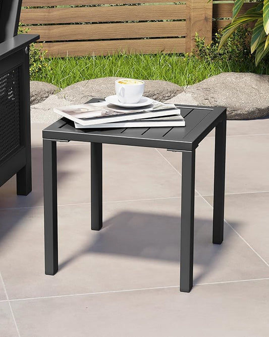 Crestlive Products Aluminum Outdoor Side Table Set of 2, Pool Lounge Chair Side Table, Weather Resistant Small Square Coffee End Table for Patio, Yard, Garden, Porch, Deck, Outdoor