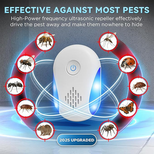 (2025 Upgraded) Ultrasonic Insect & Pest Indoor Repeller, Plug-in Control Device Electronic Repellent for Rodent, Rats, Mice, Roaches, Bugs, Ants, Spiders, Mosquitoes, 2 Mode Switching (6 Pack)
