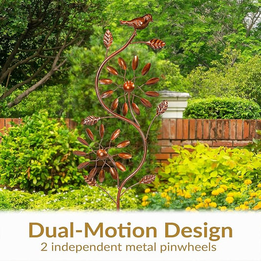 Sunnydaze Twirling Twigs Large Wind Spinners Outdoor for Garden - Spinner Yard Art with 2-Point Step-in Stake - 48" H