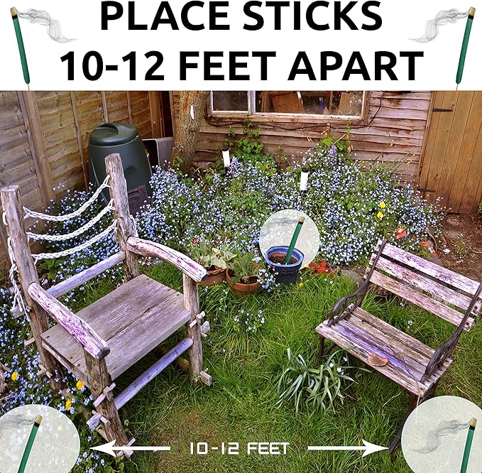 W4W Mosquito Repellent Sticks Extra-Thick - Outdoor Use Reaches Up to 10-12 feet - Each Stick Burns for hours - (3 Pack Contains 15 Repellents )