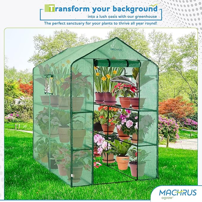 Machrus Ogrow Greenhouse Kit, Multiple Sizes - Green House, Small Greenhouses Outside, Kit Small Greenhouses Outdoors, Mini Greenhouse Outdoor.
