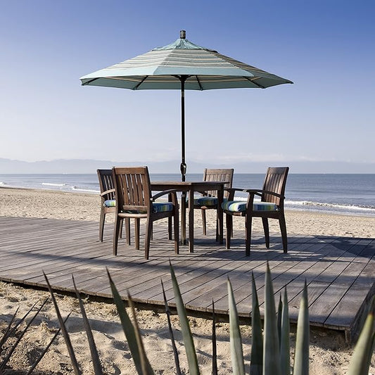 California Umbrella GSPT908302-5404 9' Round Aluminum Market, Crank Lift, Push Button Tilt, Black Pole, Sunbrella Natural