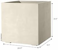 Deroma Millennium 19” Cube | Light & Durable Plastic | Indoor/Outdoor Square Pot for Patio | Water Reserve,Drain Plug Wheels | Trendy Planter for Plants, Flowers, Garden | White