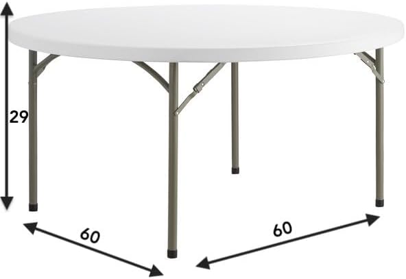 5 Pack!Round Folding Table, 60 inch Diameter, 29 inch Height, po-3019