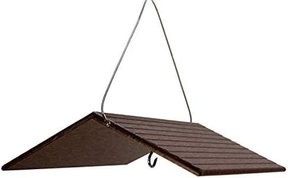 JCs Wildlife Poly Weather Cover - Rain Guard - Hang Bird Feeder or House Underneath for Protection from Rain or Snow - Easy to Clean and Use (Large, Brown)