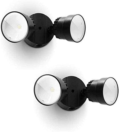 LUTEC 2 Packs P6221B 2000 Lumen 18 Watt 28 LED Dual-Head Flood Light Outdoor, Waterproof Exterior Security Wall Light for Patio, Garden,Yard-Black