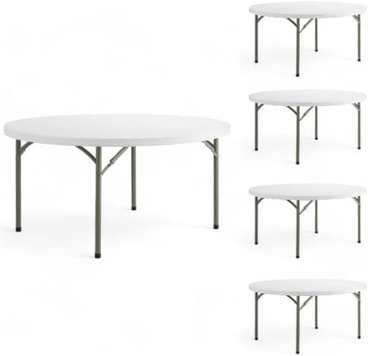 5 Pack!Round Folding Table, 60 inch Diameter, 29 inch Height, po-3019