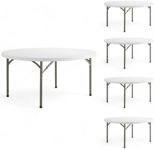 5 Pack!Round Folding Table, 60 inch Diameter, 29 inch Height, po-3019