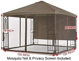 APEX GARDEN Symphony II 10 Ft. x 10 Ft. Gazebo w/Net/Privacy Curtain/Planter Holders