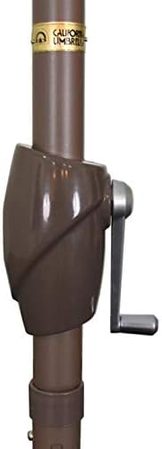 California Umbrella 9' Rd Pacific Trail Series Aluminum Patio Umbrella, Crank Lift, Push Button Tilt, Black Finish, Sunbrella Cabana Regatta fabric