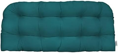 RSH DECOR: Sunbrella Tufted Wicker Loveseat Cushion | 44" x 22" | Outdoor Settee Cushion for Patio Furniture | Crafted with Sunbrella Performance Fabric| Spectrum Peacock