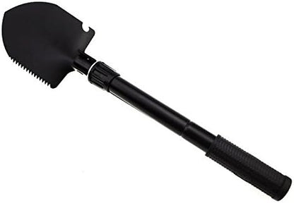 Finidel Folding Shovel, Lightweight with Compass, High Carbon Steel Camping Shovel Survival Shovel - Camping, Adventure, Garden, Emergency (Black) 3-in-1 Multifunction