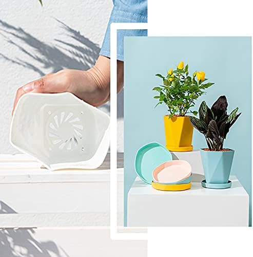 Sun-E Planters for Indoor Plants Flower Pots 7.6/6.5/5.1Inch Set of 3 Plant Pots for Outdoor with Drainage Holes and Saucers Modern Decorative Gift Idea (Ocean Blue)