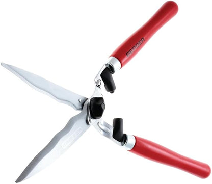 BERGER Professional Hedge Shear, Self-Sharpening 9.45" Steel Blades, Chrome-Plated Wavy Blades, 2 Sap Grooves to Prevent Sticking, Wood Handles, 4590