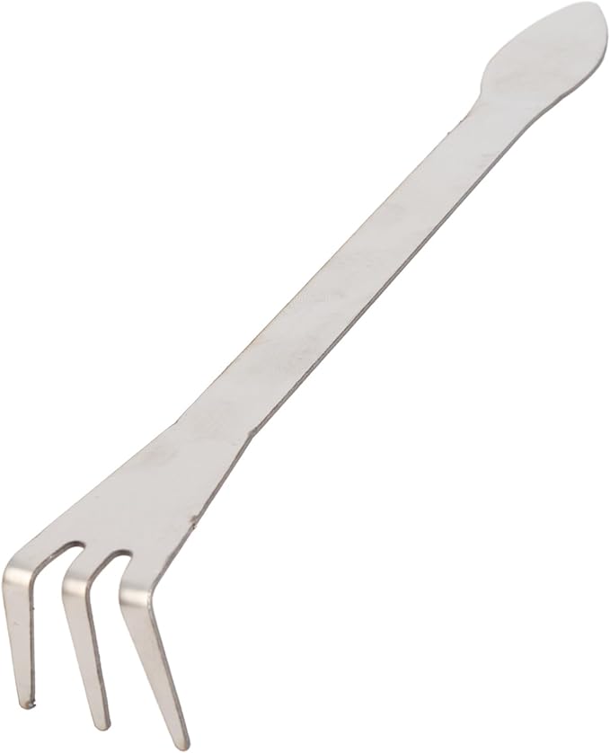 3 Prong Root Rake, Stainless Steel Root Pick Rake, Small Loosen Soil Bonsai Tree Tools with Ergonomic Handle for Gardening Plants Loosen and Aerates Soil, 9.06 x 1.18in