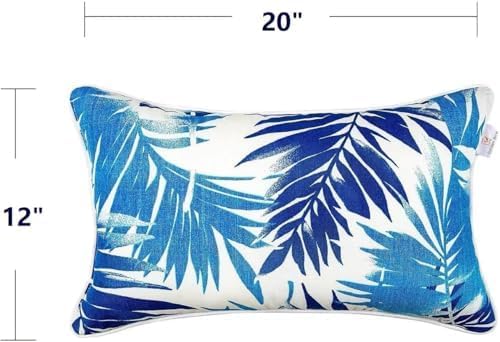 JMGBird Outdoor Pillows Waterproof Set of 4 Outdoor Throw Pillows with Insert Included 12×20 Inch Outdoor Lumbar Pillows for Patio Furniture